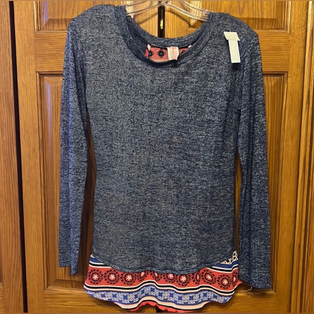 Women's Blue Long Sleeve Top by J Mode